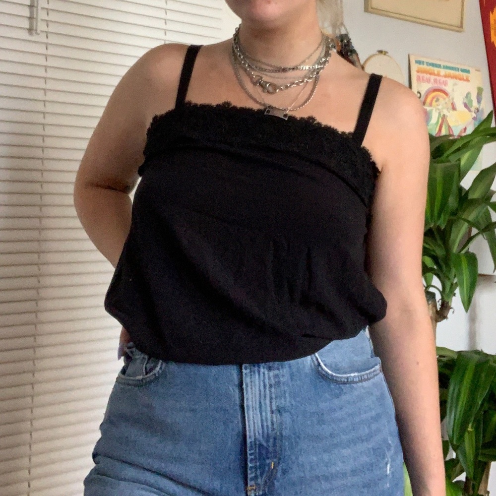 NWOT BLACK LACE NECK TANK TOP